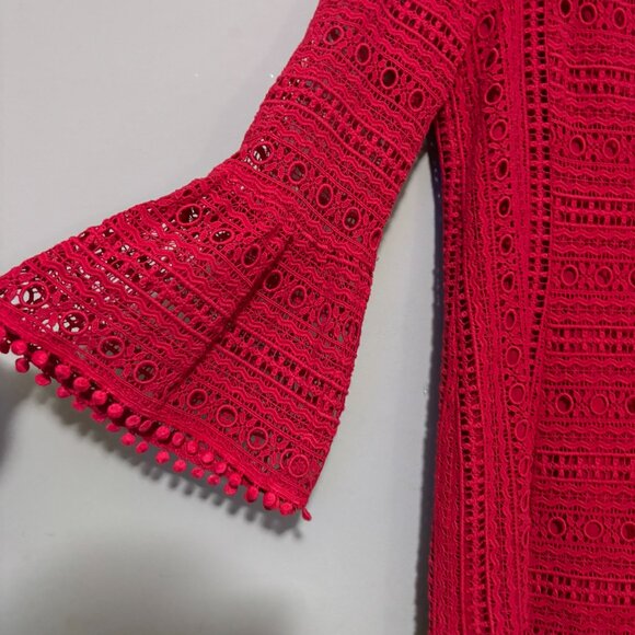 Nanette Lepore Red Anglaise Broderie Eyelet Lace Cotton Dress Size 6 - Picture 5 of 8